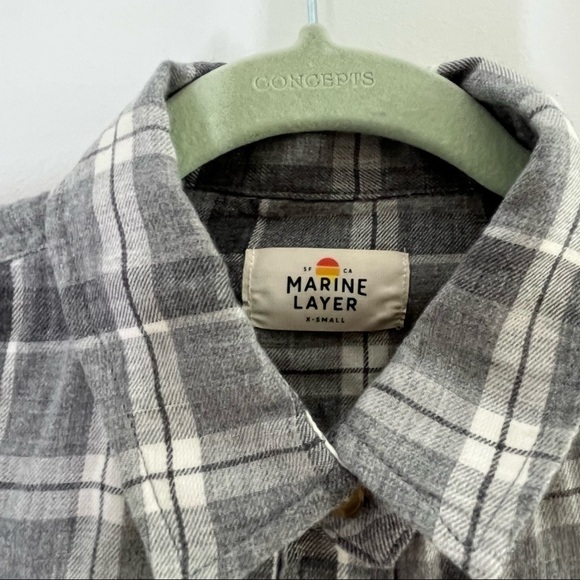 Marine Layer Meadow Button Down Gray Plaid Open Back Size XS Fall Basic - Picture 4 of 7